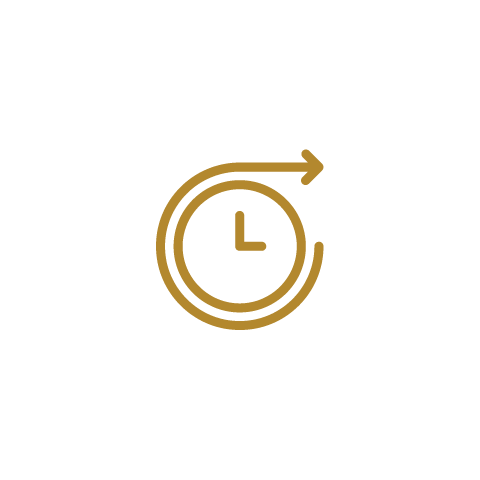 a clock icon with an arrow around it point to the right
