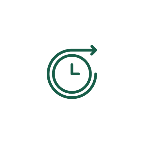 a clock with an arrow around it pointing to the right