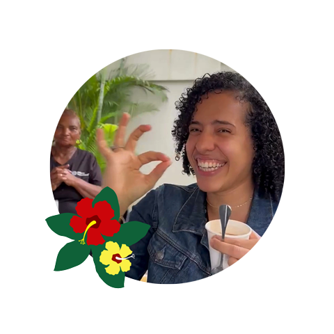 a woman smiling