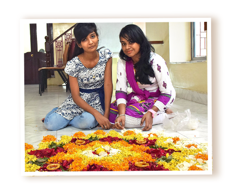 Young women in India during Diwali