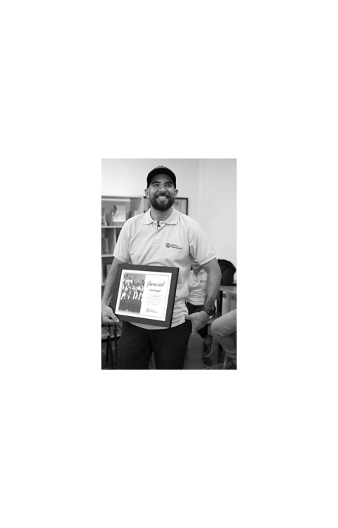 a men receiving an award